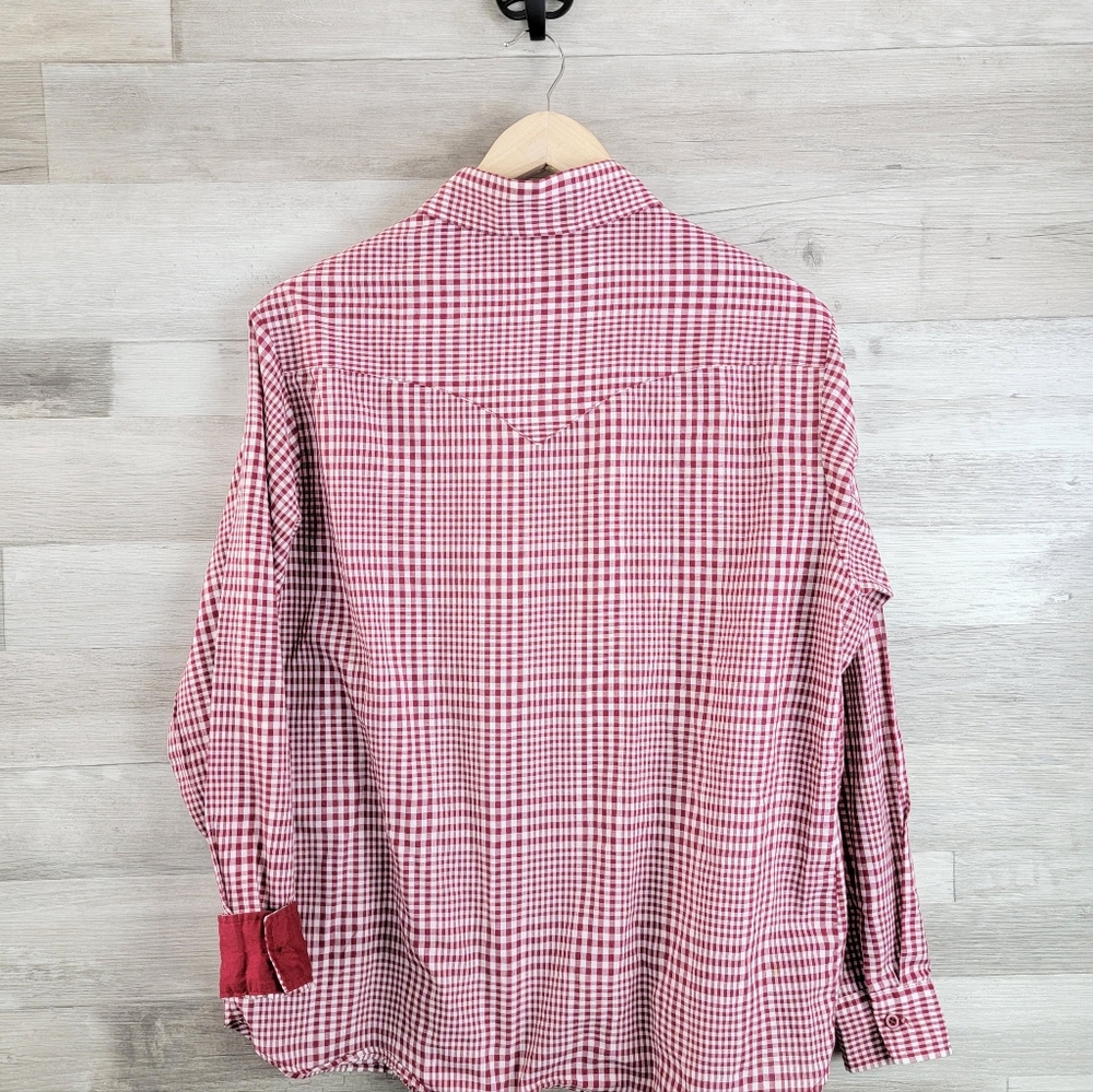 Vintage 80s Fenton Red Plaid Western Button Down Women's Shirt Size 15/16 - Picture 3 of 14